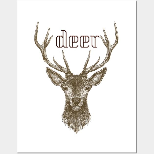 Deer Drawing Style Wall Art by JeffDesign